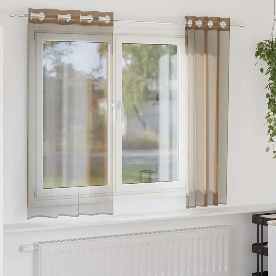 Rideaux en voile avec œillets 2 pcs marron clair