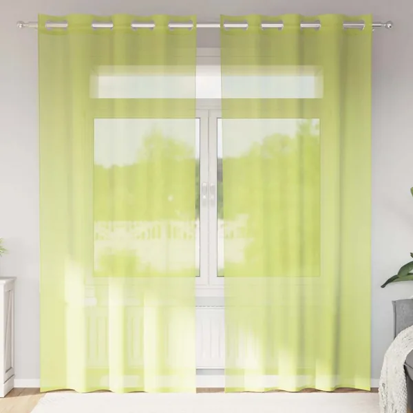 Rideaux en voile avec œillets 2 pcs vert pomme 140x225 cm
