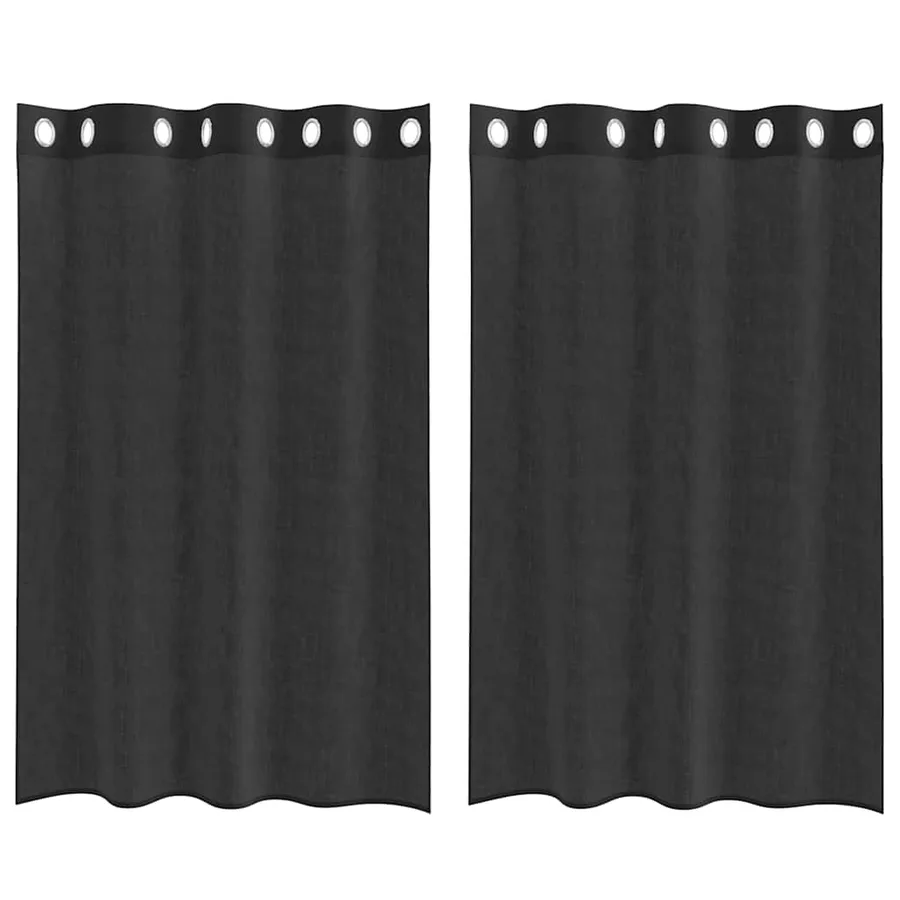 Rideaux en voile avec œillets 2 pcs noir 140x175 cm - 2