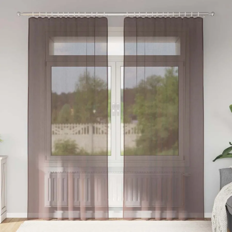 Rideaux en voile avec passants 2 pcs marron