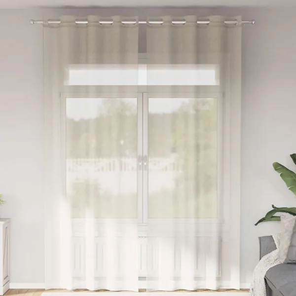 Rideaux en voile avec œillets 2 pcs crème 140x300 cm