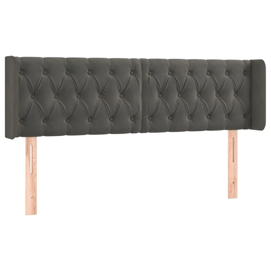 Tête de lit à LED Gris foncé 147x16x78/88 cm Velours - 3