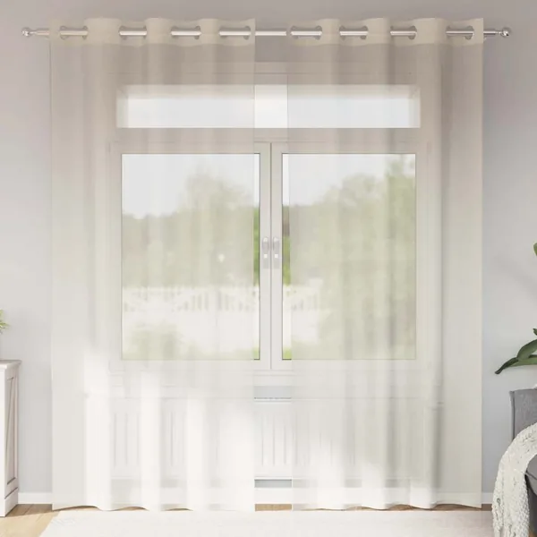 Rideaux en voile avec œillets 2 pcs crème 140x245 cm