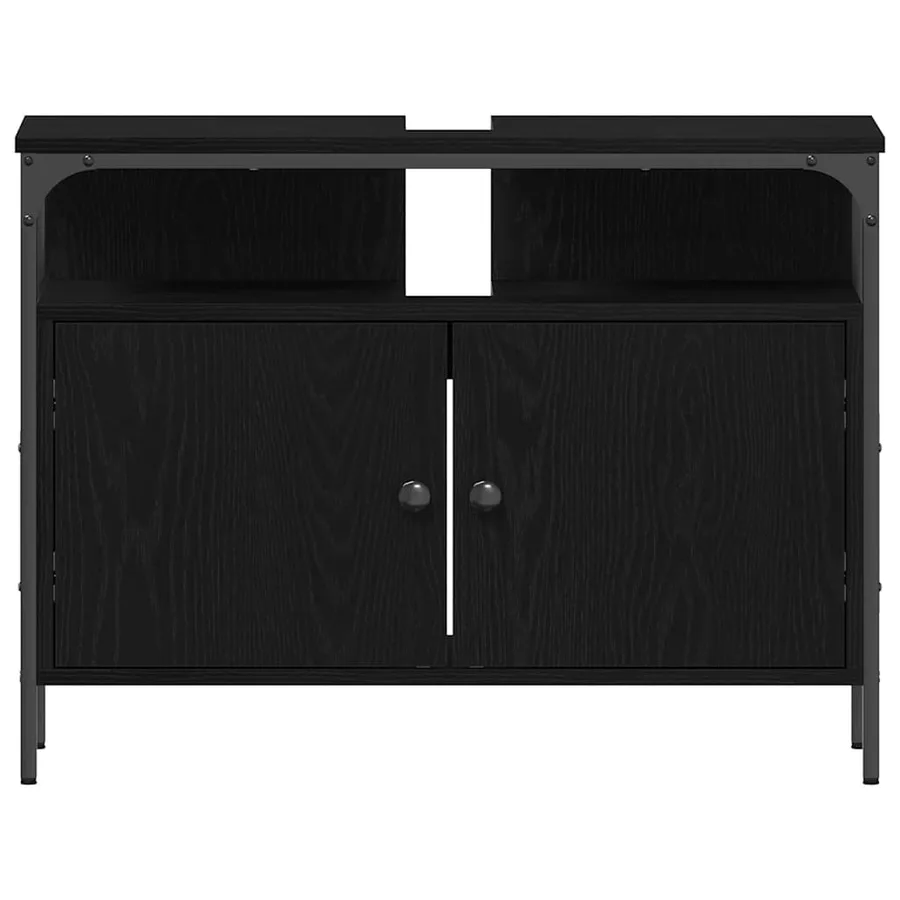 Meuble de Lavabo de Salle de Bain Chêne noir 80 x 30 x 60 cm - 6