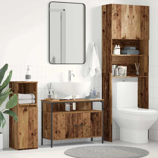 Meuble de Lavabo de Salle de Bain Bois ancien 80 x 30 x 60 cm