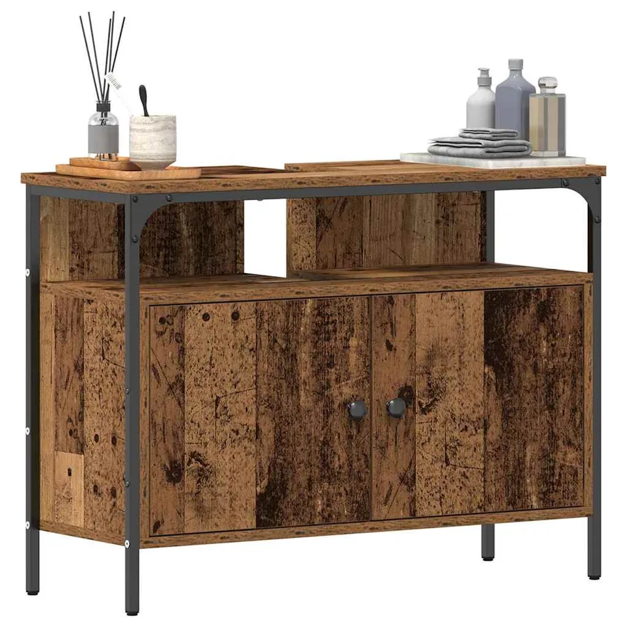 Meuble de Lavabo de Salle de Bain Bois ancien 80 x 30 x 60 cm - 3