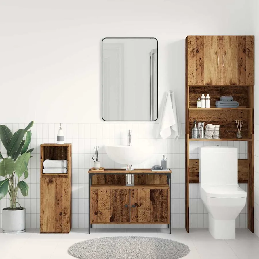 Meuble de Lavabo de Salle de Bain Bois ancien 80 x 30 x 60 cm - 4