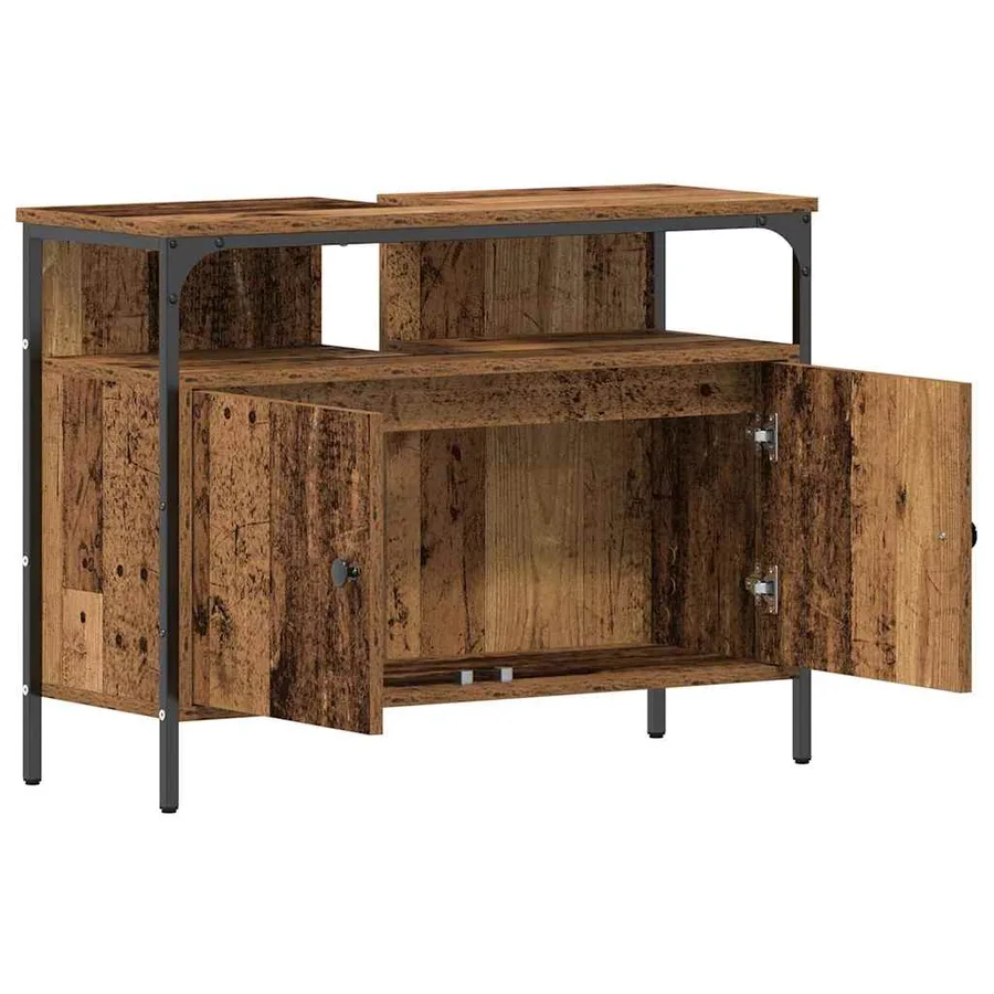 Meuble de Lavabo de Salle de Bain Bois ancien 80 x 30 x 60 cm - 5