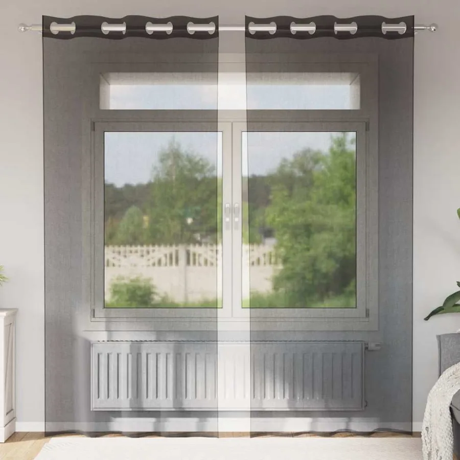 Rideaux en voile avec œillets 2 pcs noir 140x245 cm