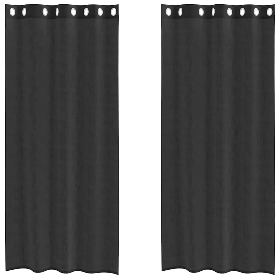 Rideaux en voile avec œillets 2 pcs noir 140x245 cm - 2