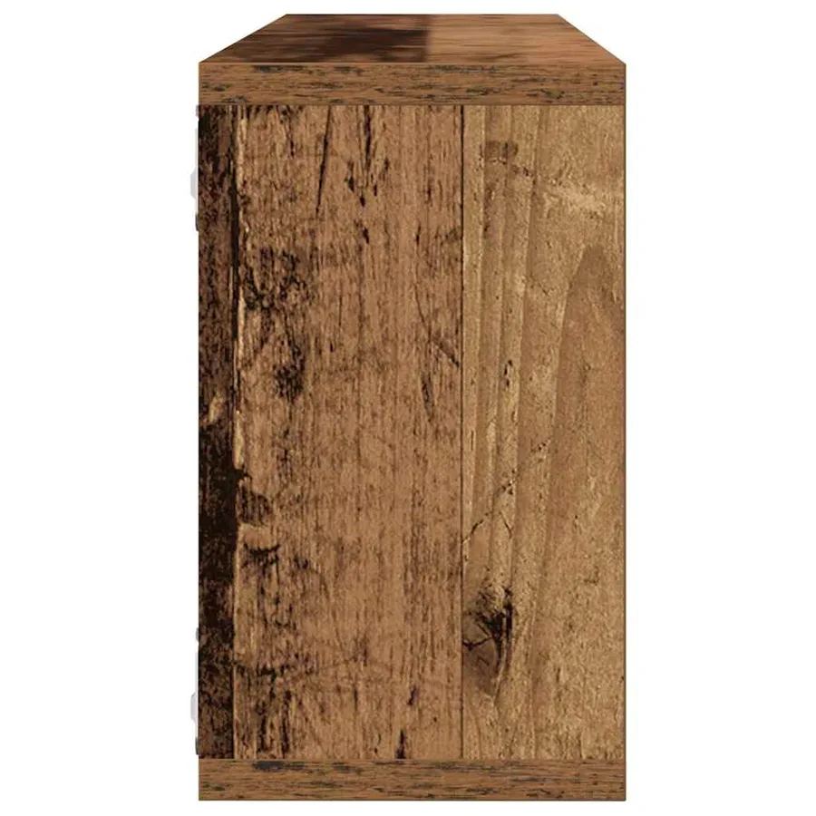 Étagères Murales avec étagère 4 pcs Bois ancien 80 x 15 x 26 cm - 9