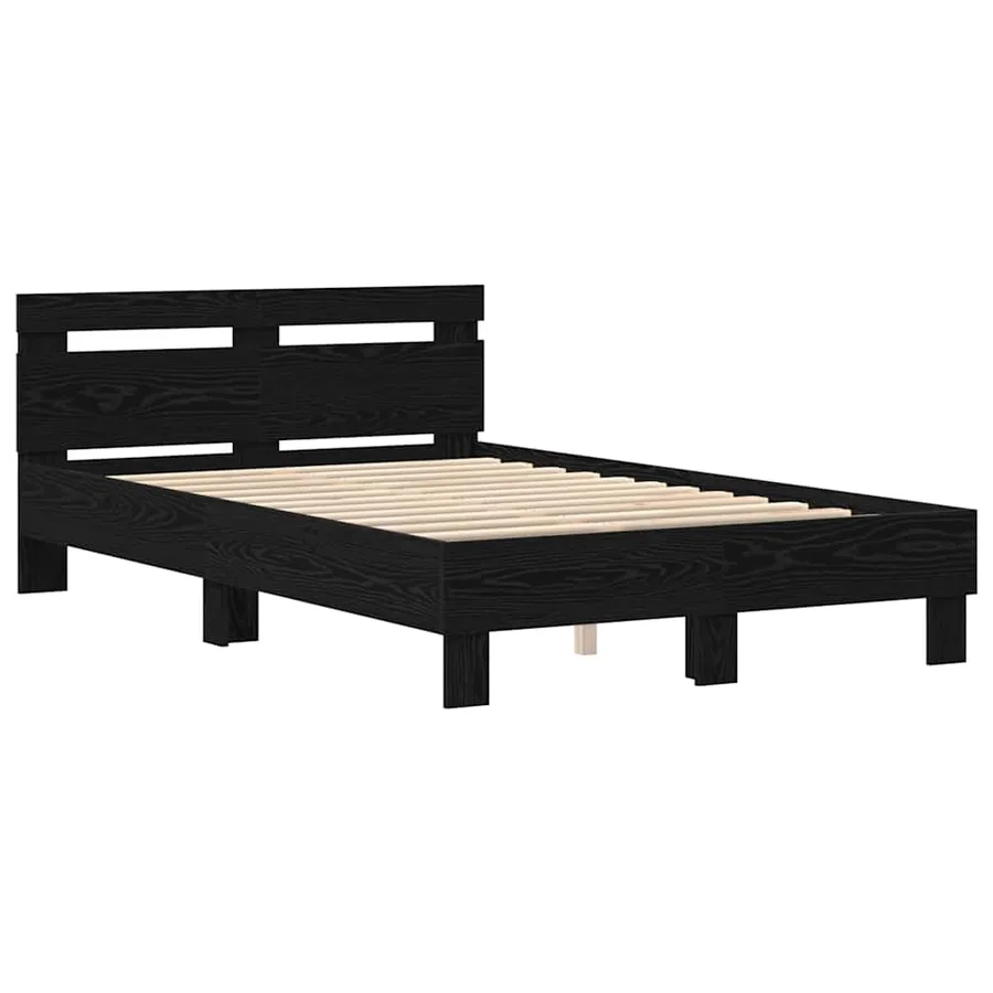 Cadre de lit avec LED Chêne noir 120 x 190 cm Bois d'ingénierie - 4
