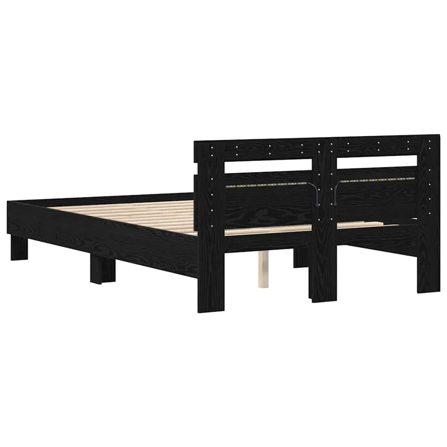 Cadre de lit avec LED Chêne noir 120 x 190 cm Bois d'ingénierie - 7