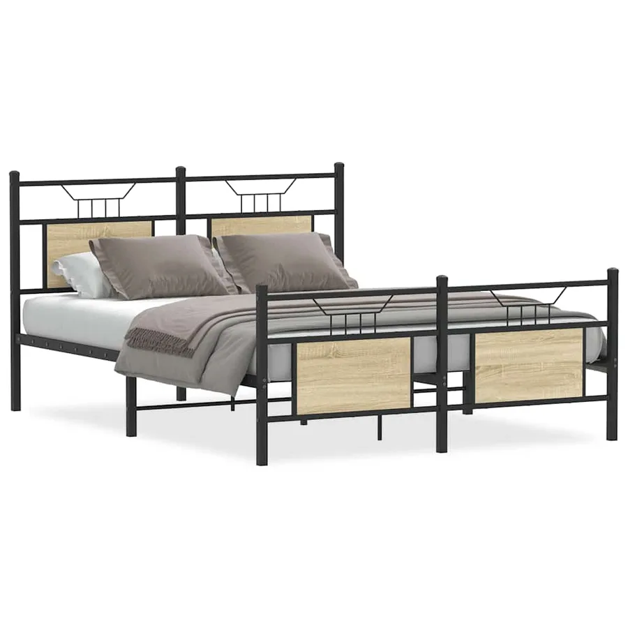 Cadre de lit sans matelas chêne sonoma 150x200 cm - 2
