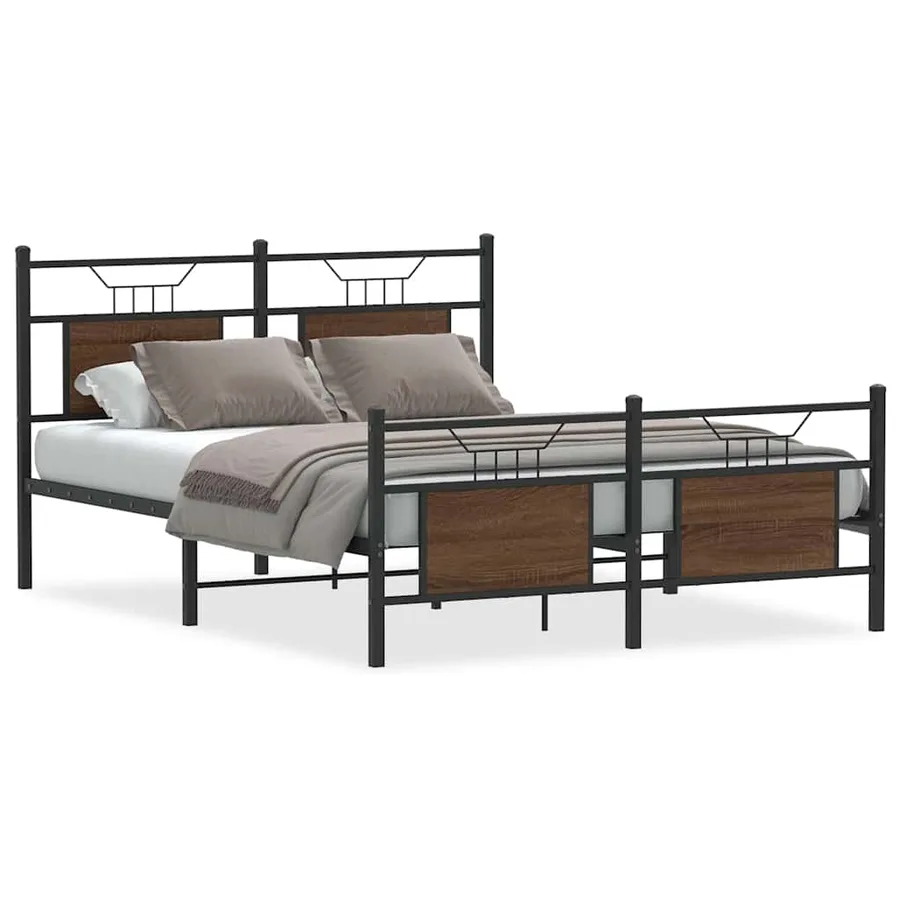 Cadre de lit sans matelas chêne marron 140x190 cm - 2