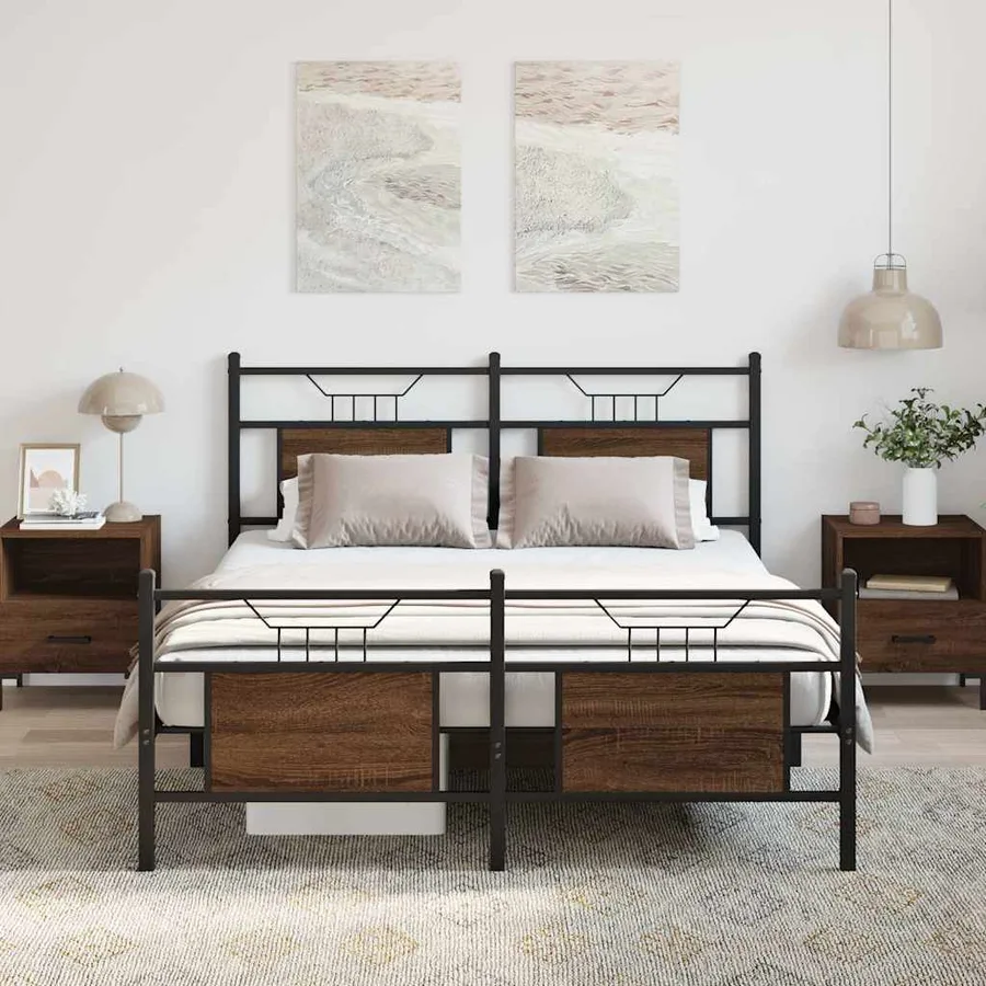 Cadre de lit sans matelas chêne marron 140x190 cm - 4
