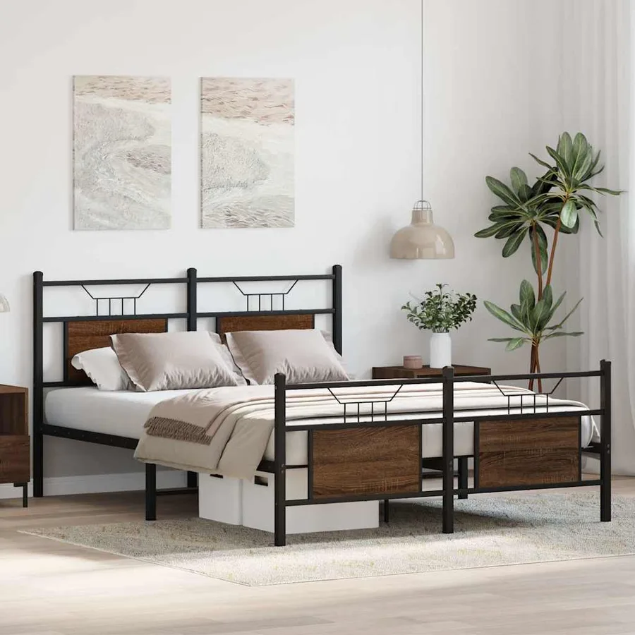 Cadre de lit sans matelas chêne marron 140x190 cm - 5