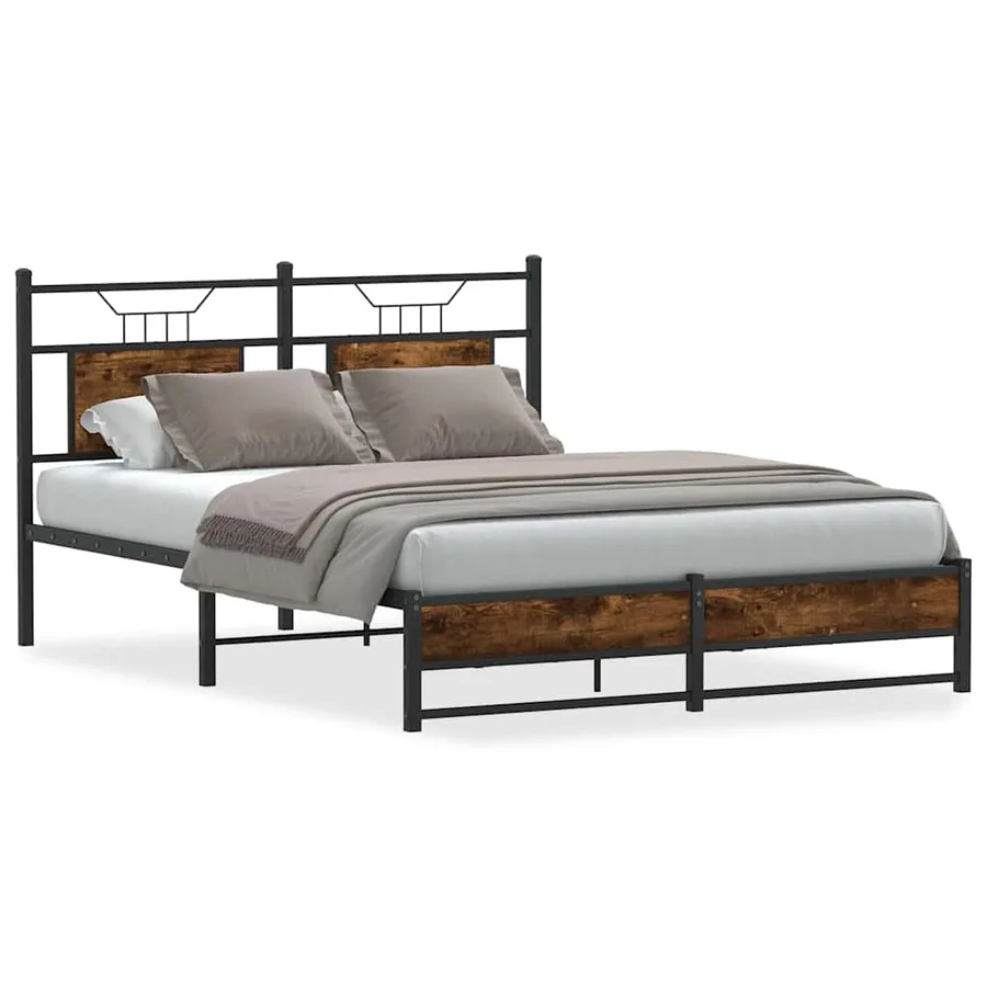 Cadre de lit sans matelas chêne fumé 140x190 cm bois ingénierie - 2