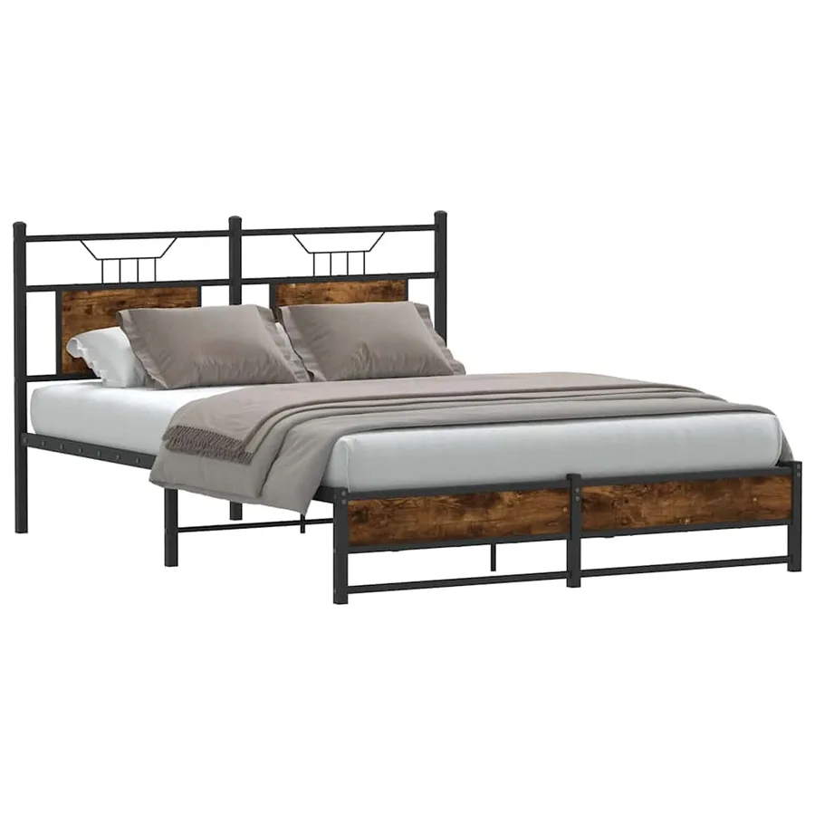 Cadre de lit sans matelas chêne fumé 140x190 cm bois ingénierie - 3