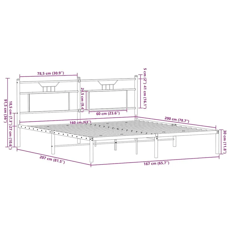 Cadre de lit sans matelas chêne marron 160x200 cm - 11