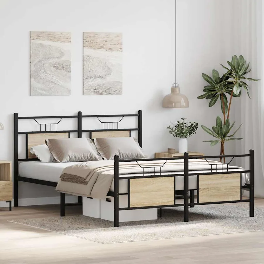 Cadre de lit sans matelas chêne sonoma 140x190 cm - 5