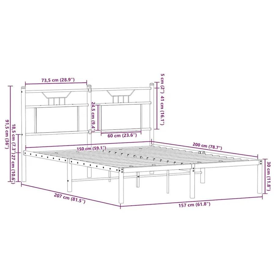 Cadre de lit sans matelas chêne sonoma 150x200 cm - 11