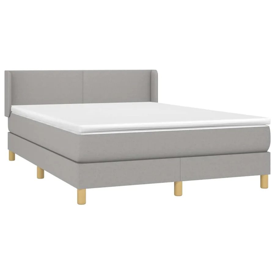 Sommier à lattes de lit avec matelas Gris clair 140x190cm Tissu - 3