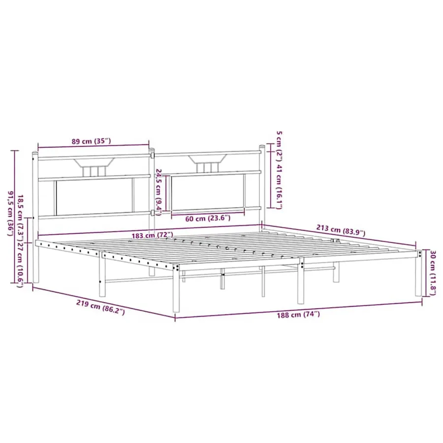 Cadre de lit sans matelas chêne marron 183x213 cm - 11