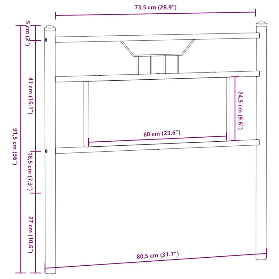 Tête de lit de remplacement chêne marron 75 cm bois d'ingénierie et acier - 8