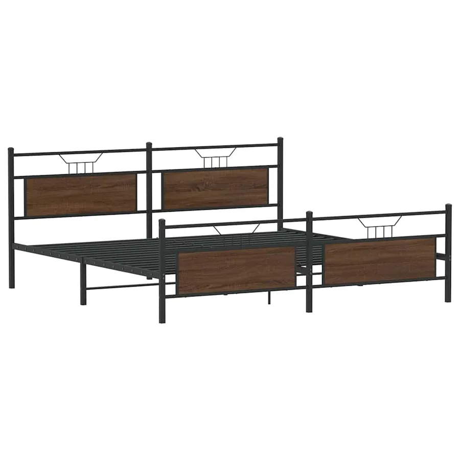 Cadre de lit en métal sans matelas chêne marron 200x200 cm - 5
