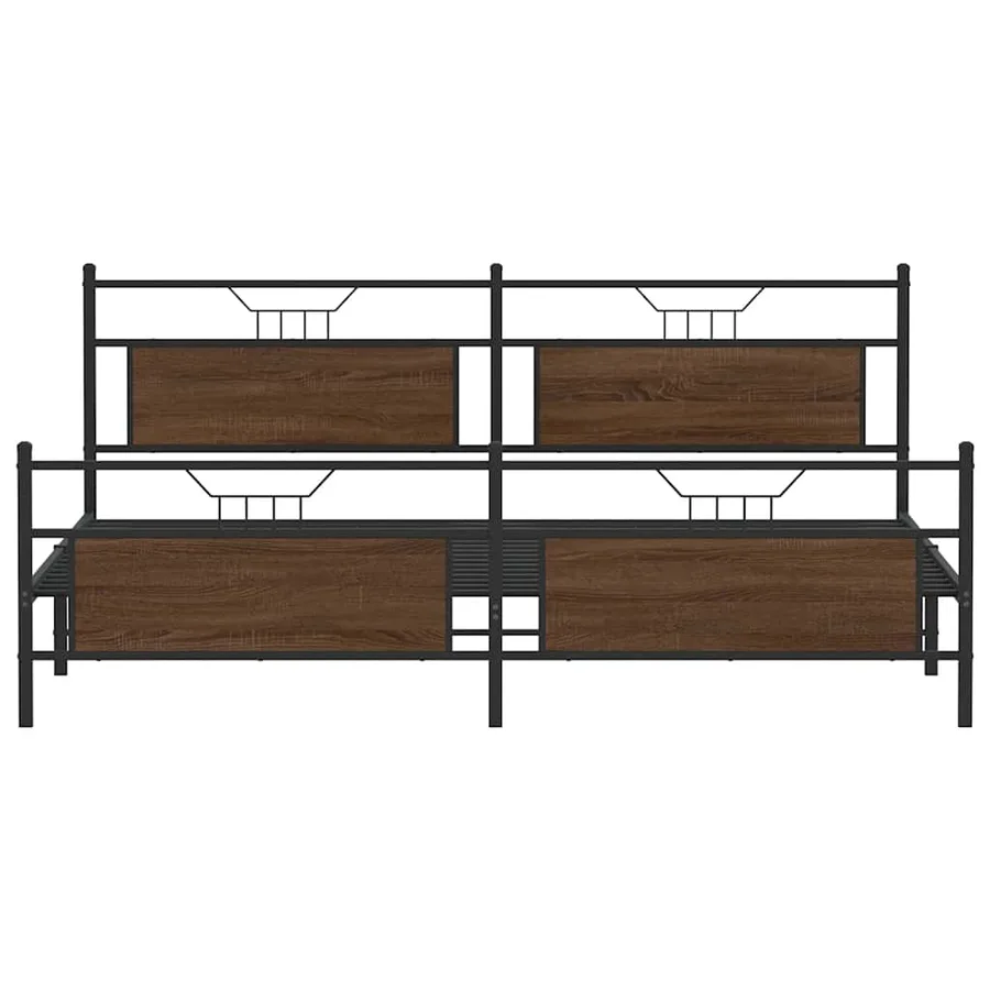 Cadre de lit en métal sans matelas chêne marron 200x200 cm - 6