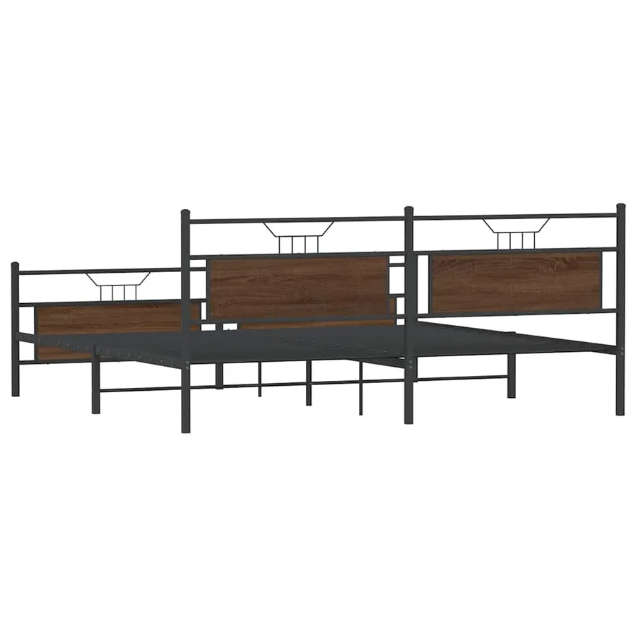 Cadre de lit en métal sans matelas chêne marron 200x200 cm - 8