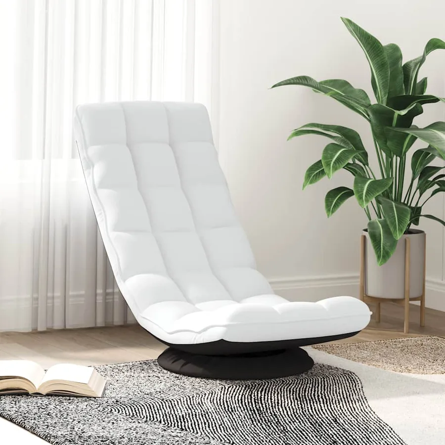 Fauteuil de sol pivotant blanc 70x51x79 cm tissu - 3