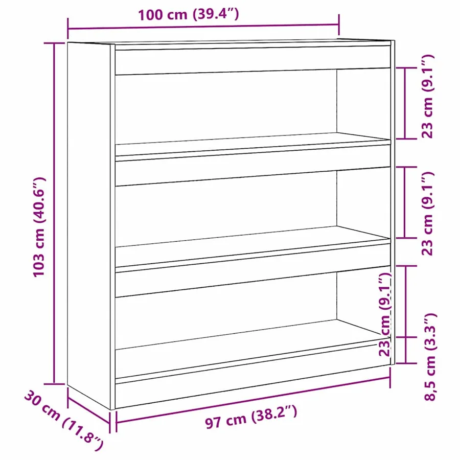 Bibliothèque Chêne noir 100 x 30 x 103 cm Bois d'ingénierie - 10
