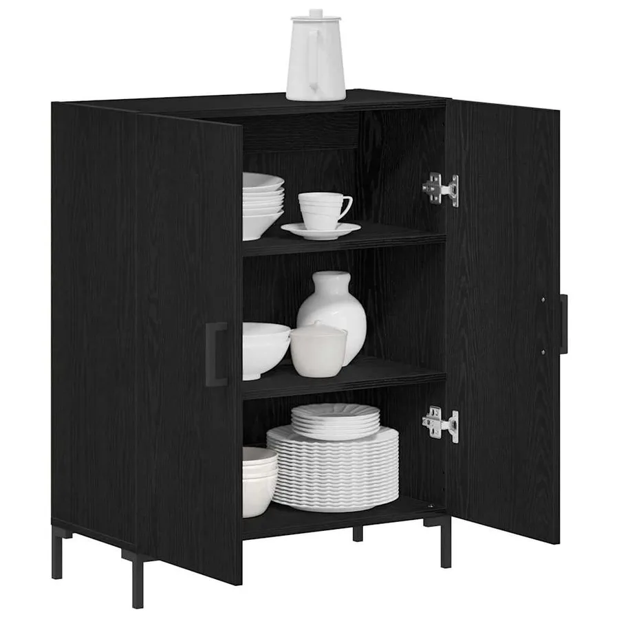 Buffet Chêne noir 69,5 x 34 x 90 cm Bois d'ingénierie - 3