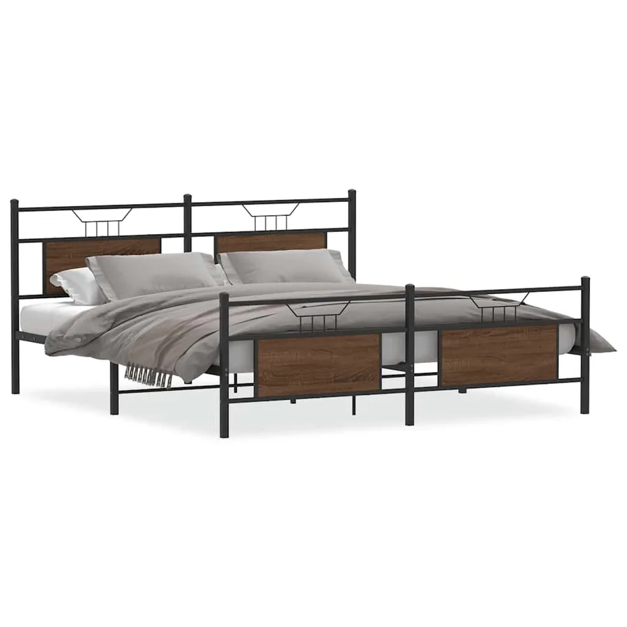 Cadre de lit en métal sans matelas chêne marron 183x213 cm - 2
