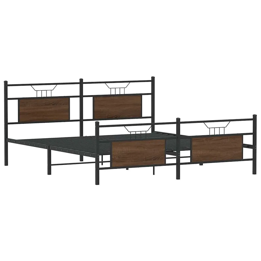 Cadre de lit en métal sans matelas chêne marron 183x213 cm - 5