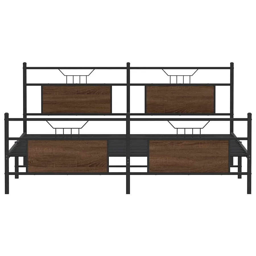 Cadre de lit en métal sans matelas chêne marron 183x213 cm - 6