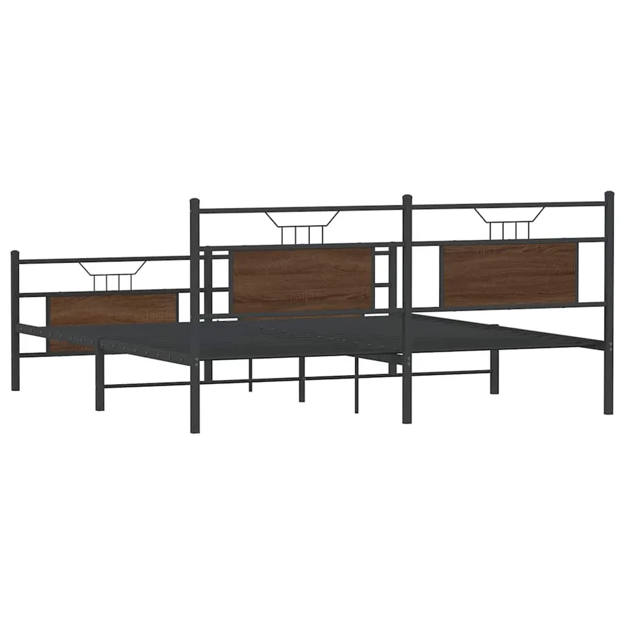 Cadre de lit en métal sans matelas chêne marron 183x213 cm - 8