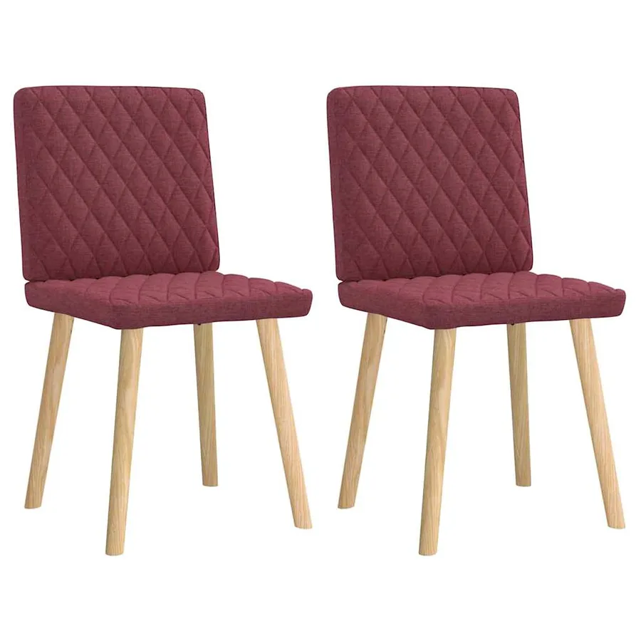 Chaises à manger lot de 2 rouge bordeaux tissu - 2