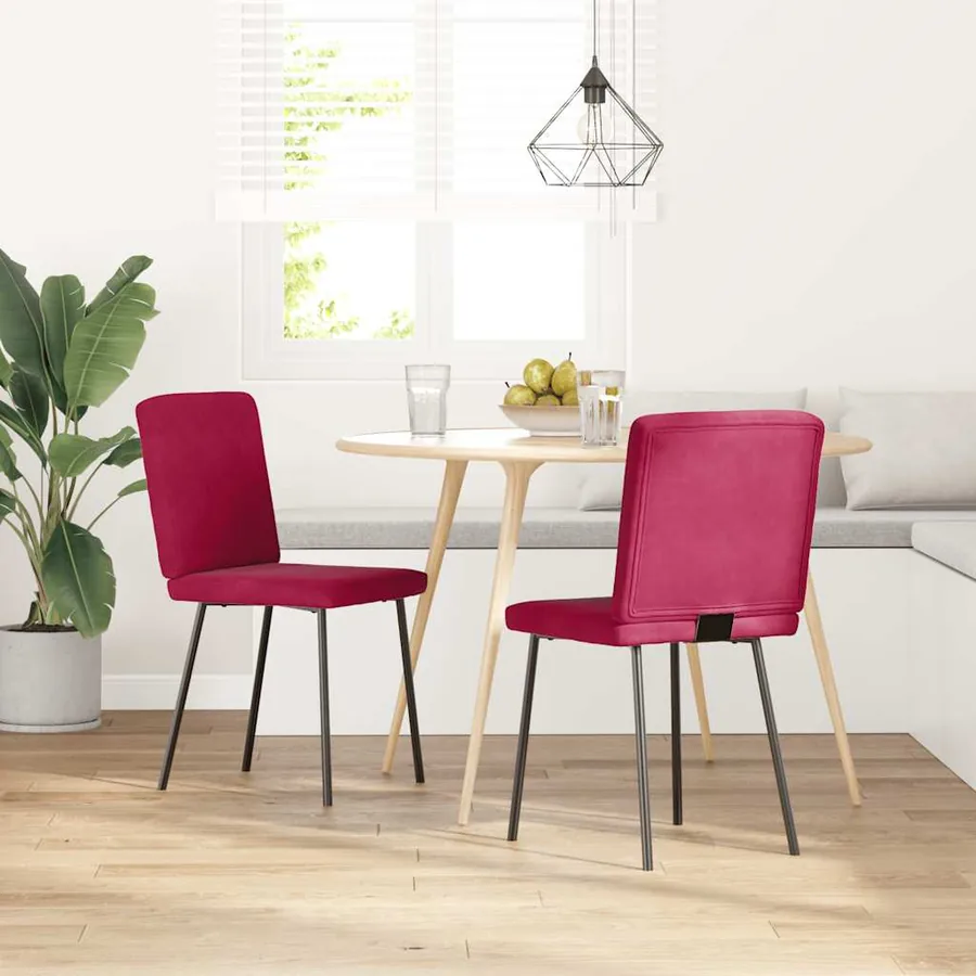 Chaises à manger lot de 2 Rouge bordeaux Velours