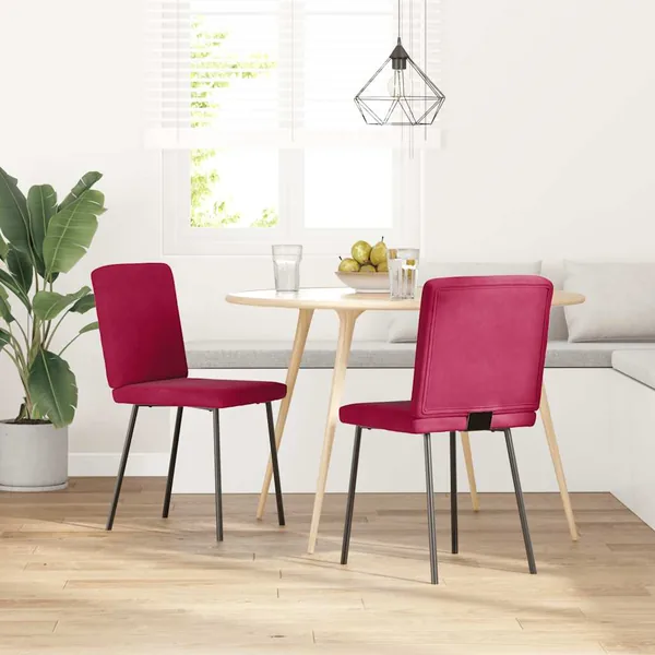 Chaises à manger lot de 2 Rouge bordeaux Velours