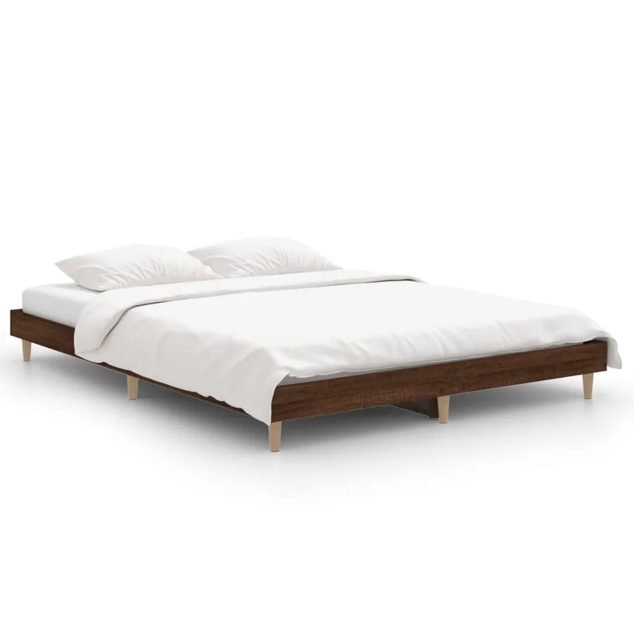 Cadre de lit sans matelas chêne marron 135x190 cm - 2