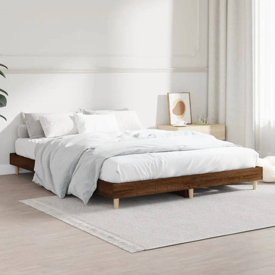 Cadre de lit sans matelas chêne marron 135x190 cm - 4