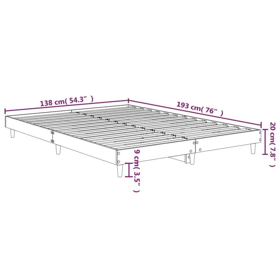 Cadre de lit sans matelas chêne marron 135x190 cm - 9