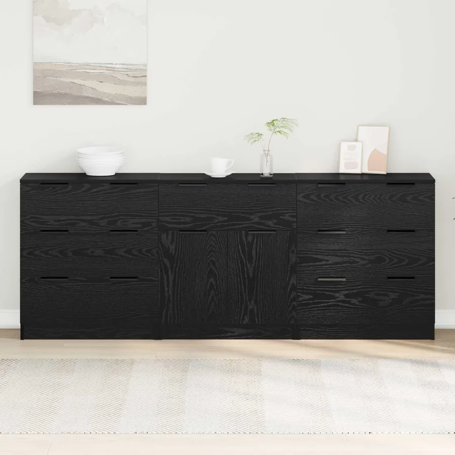 Buffet 3 pcs Chêne noir 181 x 30 x 70 cm Bois d'ingénierie