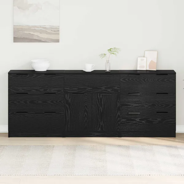 Buffet 3 pcs Chêne noir 181 x 30 x 70 cm Bois d'ingénierie