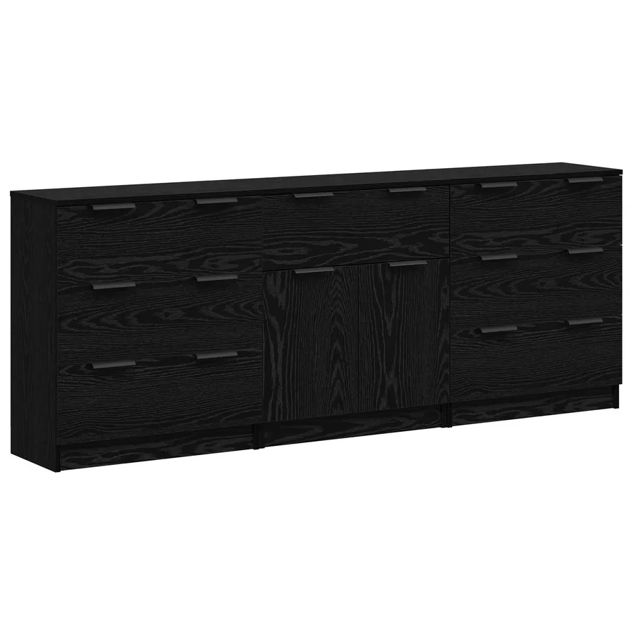Buffet 3 pcs Chêne noir 181 x 30 x 70 cm Bois d'ingénierie - 2