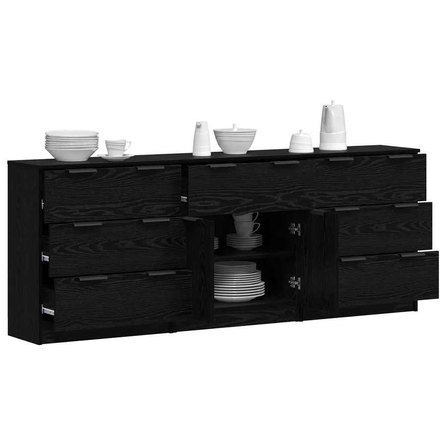 Buffet 3 pcs Chêne noir 181 x 30 x 70 cm Bois d'ingénierie - 3