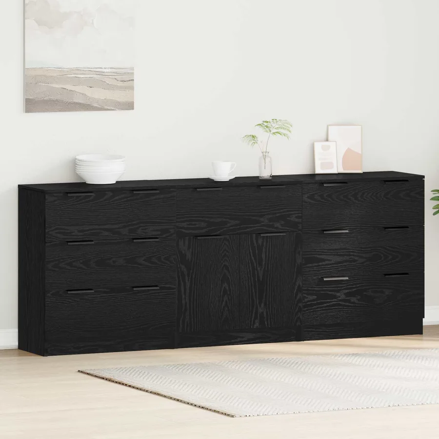 Buffet 3 pcs Chêne noir 181 x 30 x 70 cm Bois d'ingénierie - 4